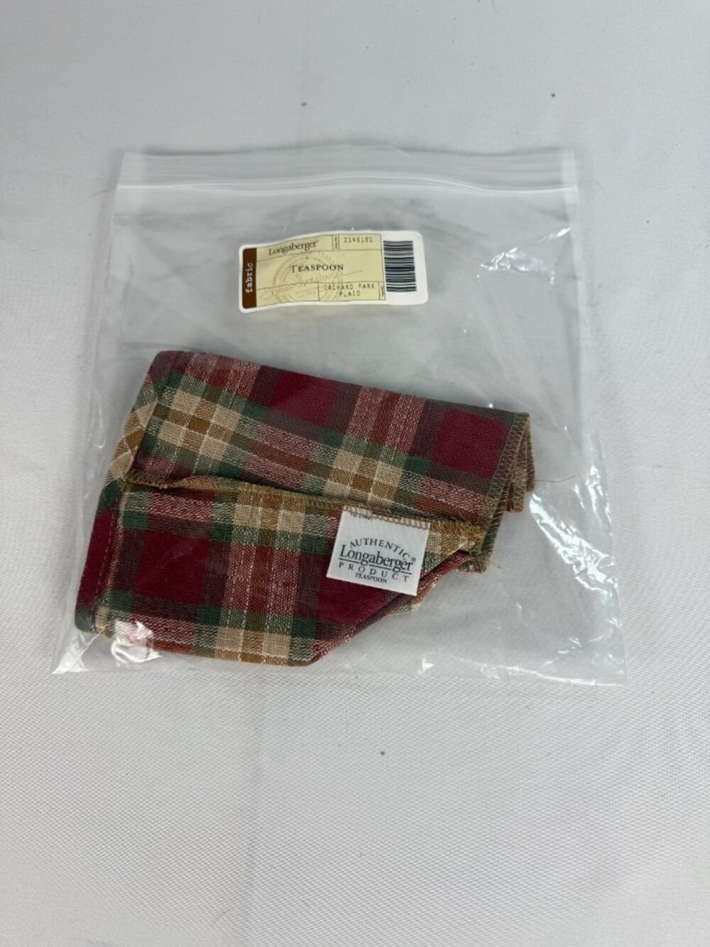 Longaberger Teaspoon Basket Orchard Park Plaid Liner #2149181 New
